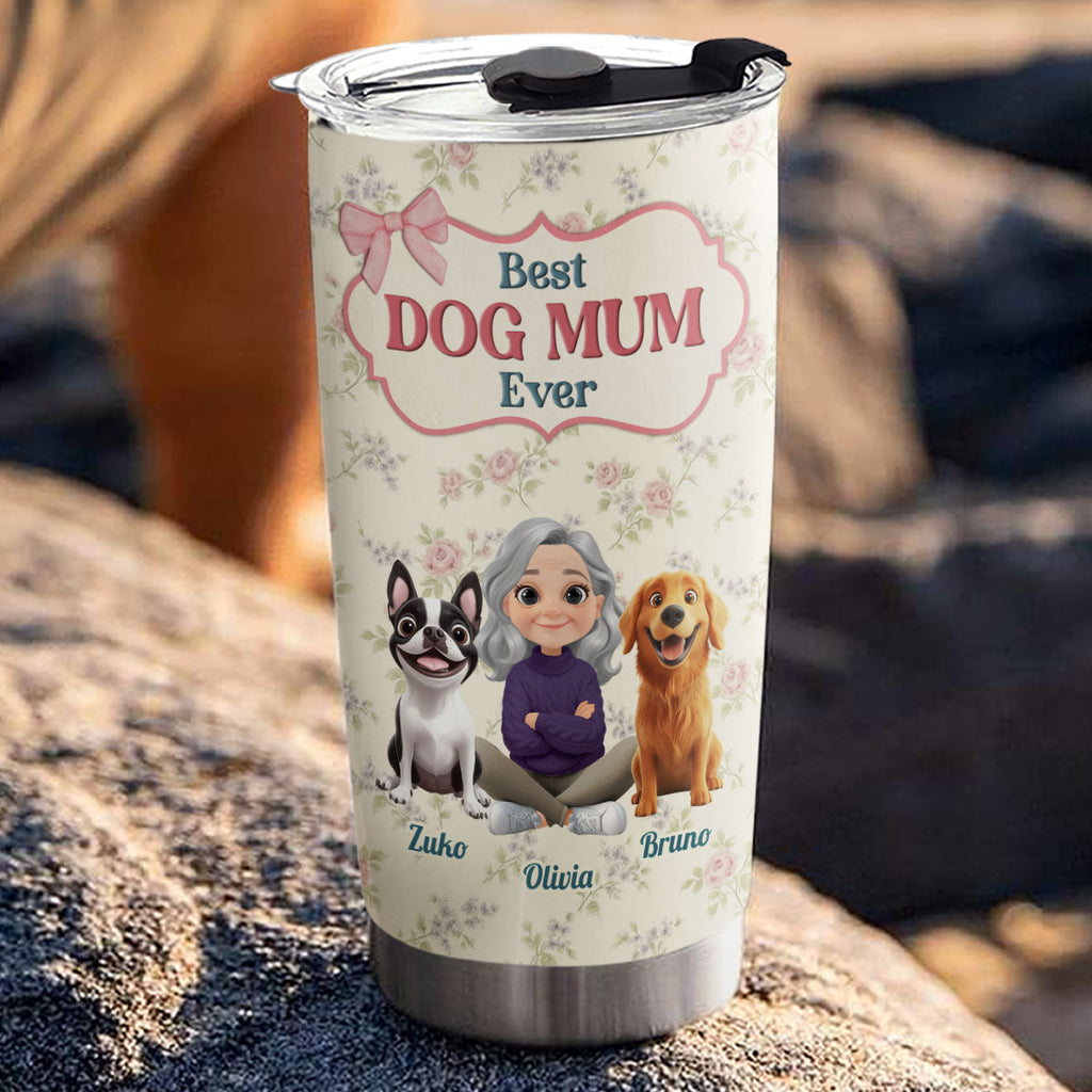 Custom Christmas Birthday Gifts For Dog Mom, Dog Lovers • Coquette Floral - Personalized Tumbler