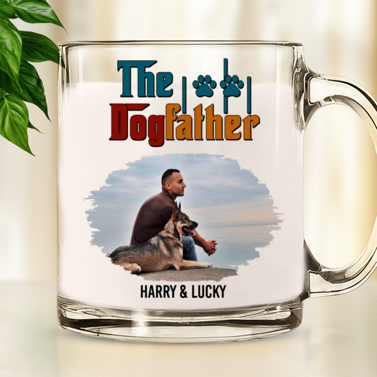 Custom Photo Christmas Birthday Gifts For Dog Lovers • The Dog Father Retro Photo - Personalized Glass Mug