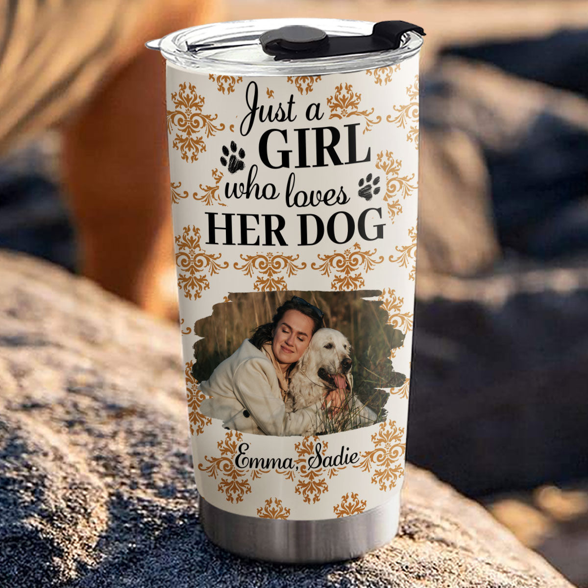Custom Photo Christmas Birthday Gifts For Dog Mom, Dog Lovers • Just A Girl Who Loves Storybook Dog Photo - Personalized Tumbler