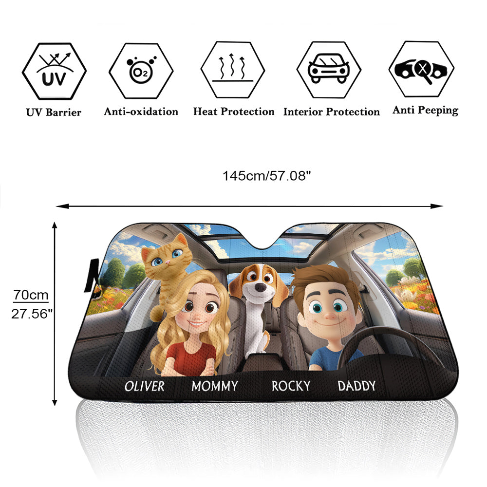 Custom Christmas Birthday Gifts Car Accessories for Pet Parents • Life Is Better With My Pet Couple - Personalized Car Sunshade