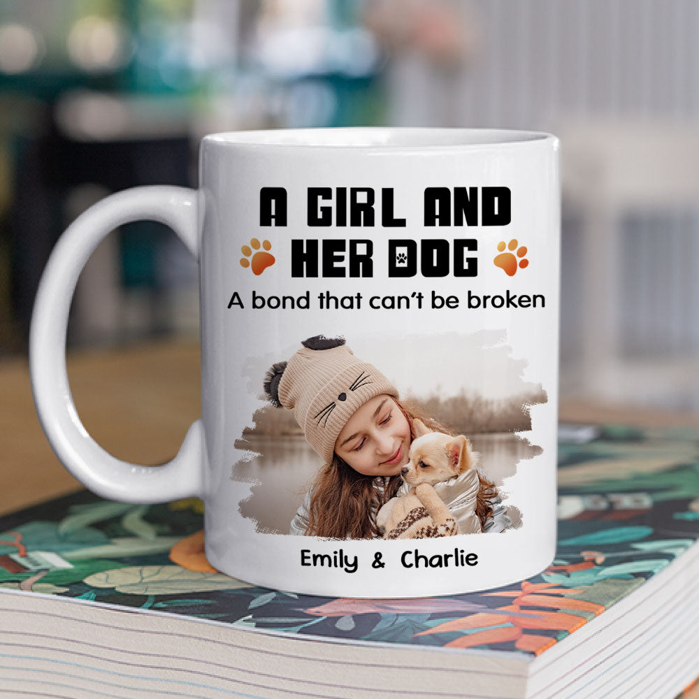 Custom Photo Christmas Birthday Gifts For Dog Lovers • Human And Their Dog Cartoon Christmas Ver White Photo - Personalized Coffee Mug