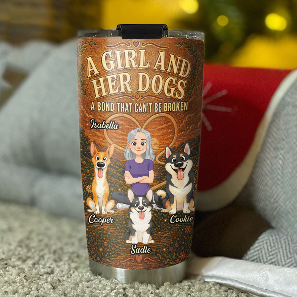 Custom Christmas Birthday Gifts For Dog Mom, Dog Lovers • Forever Side By Side - Personalized 3D Effect Tumbler