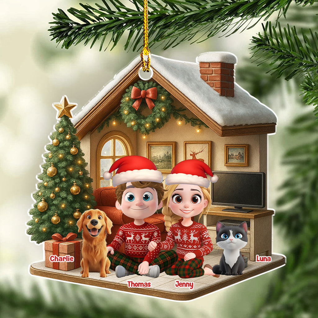 Custom Christmas Decor Home Birthday Gifts For Pet Lovers • Under One Roof With Them - Personalized 3D Effect Acrylic Ornament