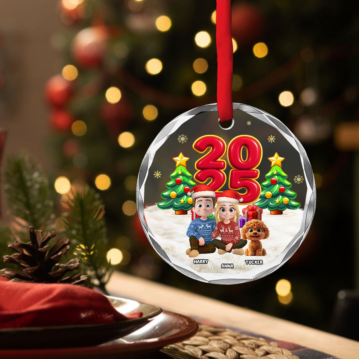 Custom Christmas Decor Home Birthday Gifts For Dog Lovers • You Me And Our Kids - Personalized Glass Ornament