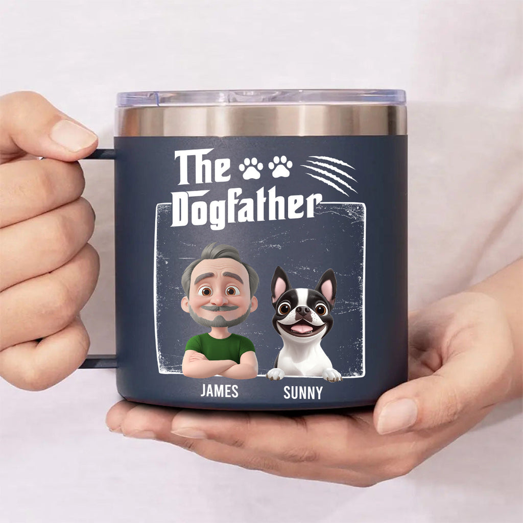 Custom Christmas Birthday Gifts For Dog Dad, Dog Lovers • The Father Of Dog - Personalized 14oz Stainless Steel Tumbler With Handle