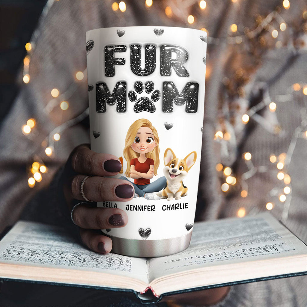 Custom Christmas Birthday Gifts For Pet Mom, Pet Lovers • Adore Fur Babies - Personalized 3D Inflated Effect Tumbler