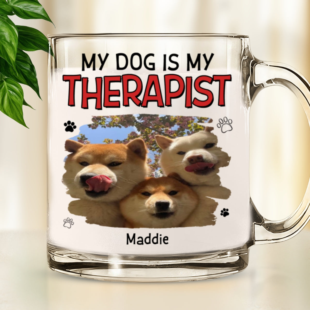 Custom Photo Christmas Birthday Gifts For Dog Lovers • Here We Are Photo - Personalized Glass Mug