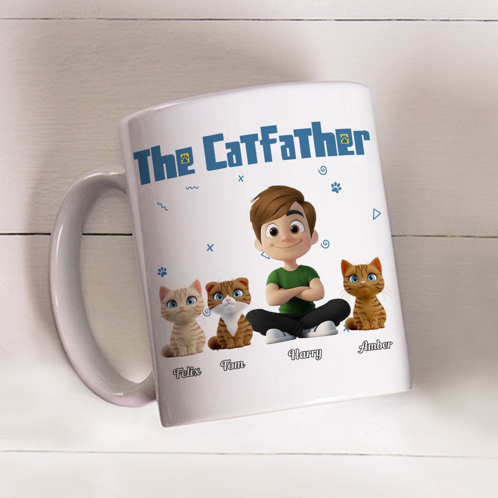 Custom Christmas Birthday Gifts For Cat Dad, Cat Lovers • I Am The Catfather - Personalized Coffee Mug