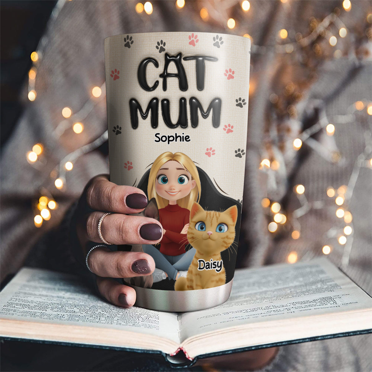 Custom Christmas Birthday Gifts For Cat Mom, Cat Lovers • Mom Love Cat The Most - Personalized 3D Inflated Effect Tumbler