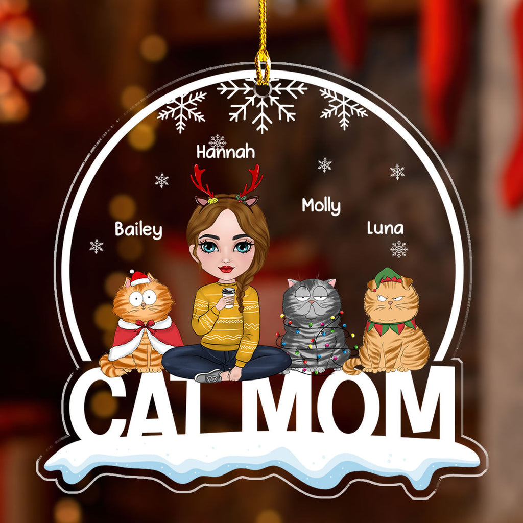 Custom Christmas Decor Home Birthday Gifts For Cat Lovers • Funny Cat Mom - Personalized Acrylic Ornament