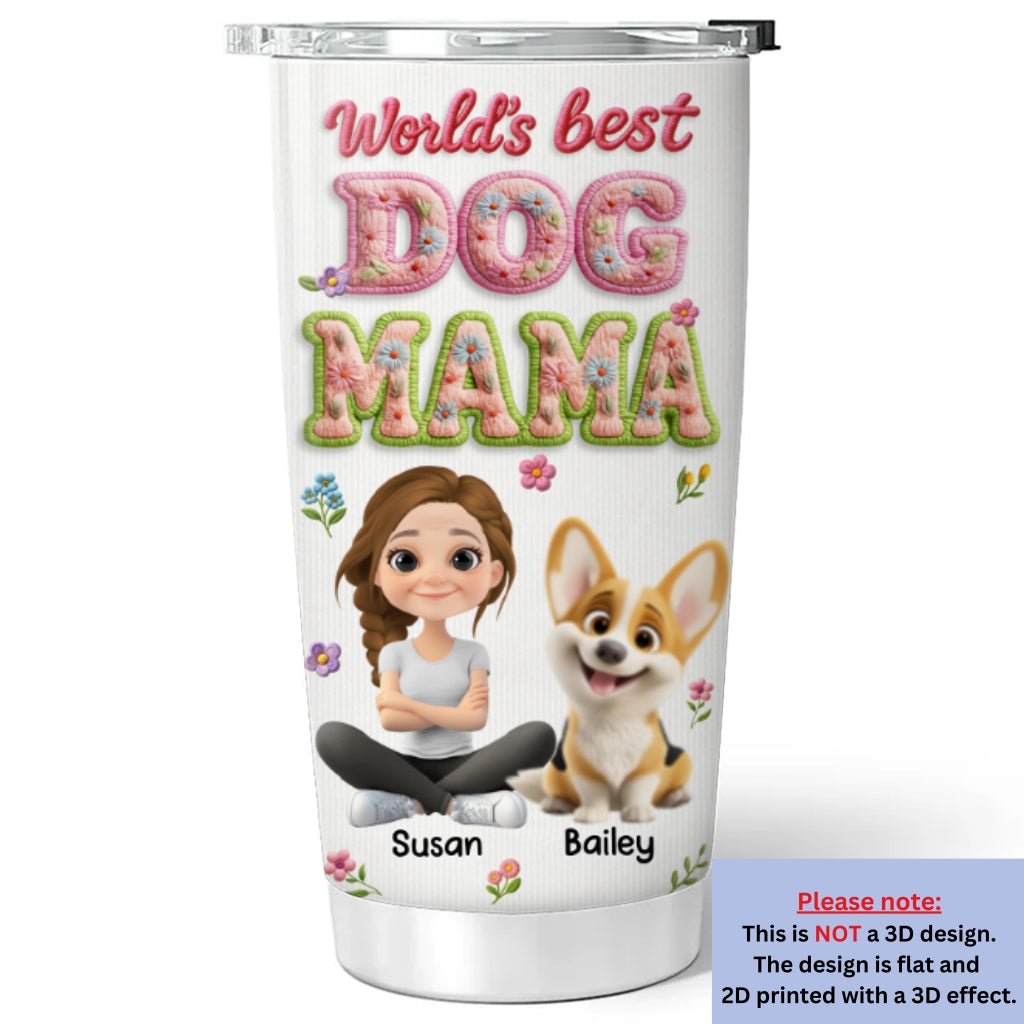 Custom Christmas Birthday Gifts For Dog Mom, Dog Lovers • Blossoming Dog Mom - Personalized 3D Effect Tumbler