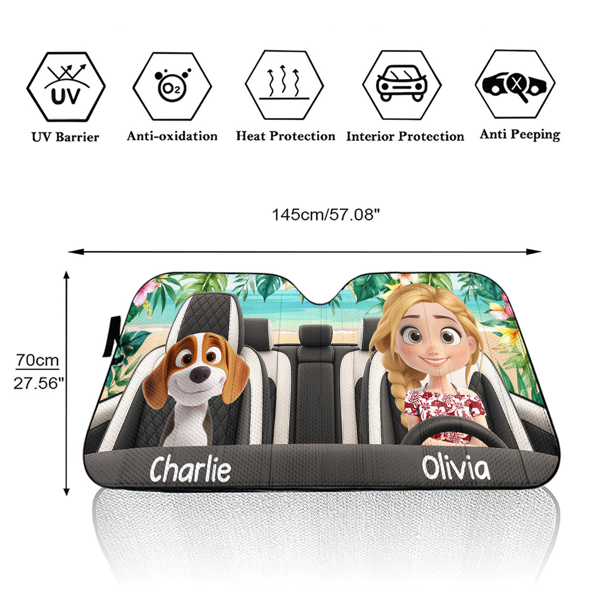 Custom Christmas Birthday Gifts Car Accessories for Dog Parents • Summer With My Dog - Personalized Car Sunshade