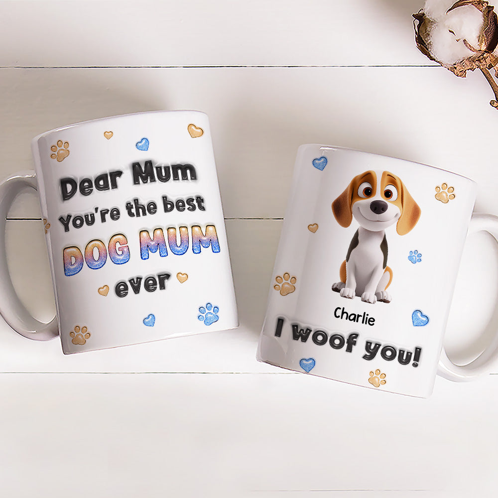 Custom Christmas Birthday Gifts For Dog Lovers • You Are The Best Cartoon Dog Mom Dad - Personalized 3D Inflated Effect Mug