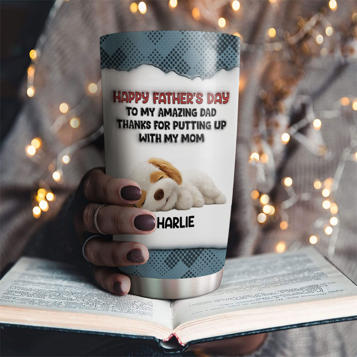 Custom Father's day Birthday Gifts For Dog Dad, Dog Lovers • Putting Up With Pet Version - Personalized 3D Inflated Effect Tumbler