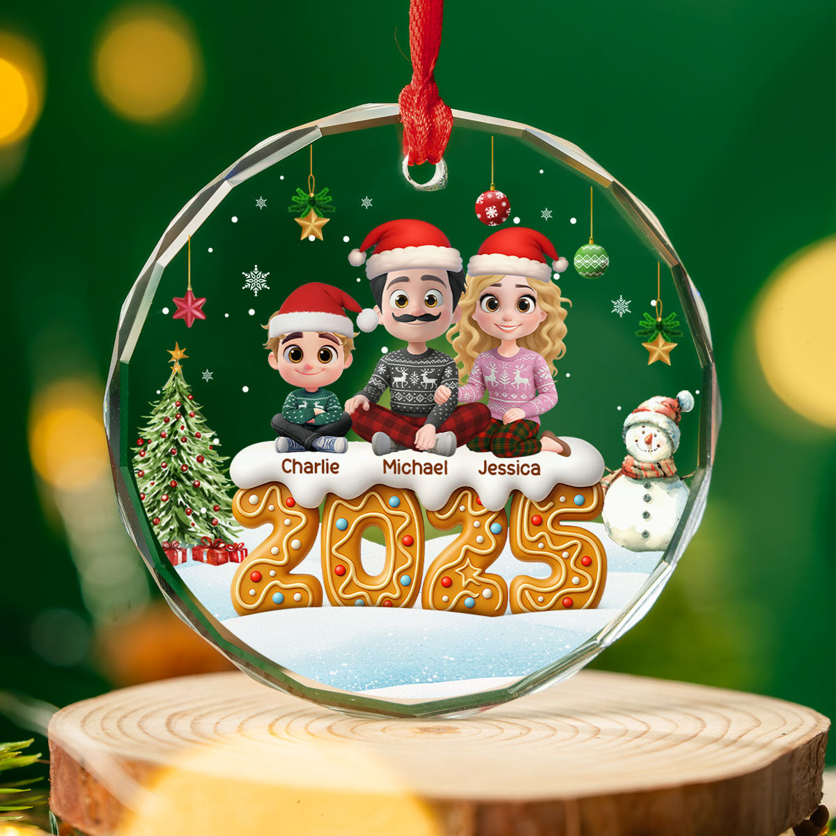 Custom Christmas Decor Home Birthday Gifts For Dog Lovers • Family Of This Year - Personalized Glass Ornament