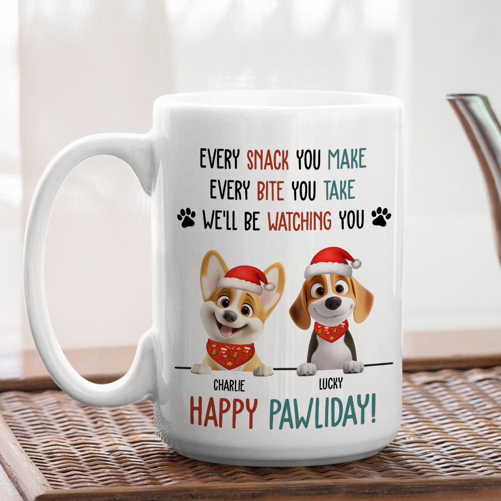 Custom Christmas Birthday Gifts For Dog Lovers • Cartoon Dog Pawliday - Personalized Coffee Mug