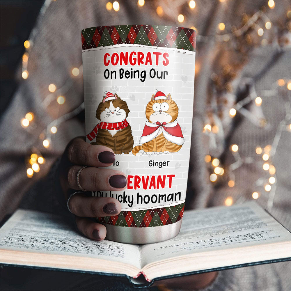 Custom Christmas Birthday Gifts For Pet Lovers • Congrats Lucky Hooman - Personalized Tumbler