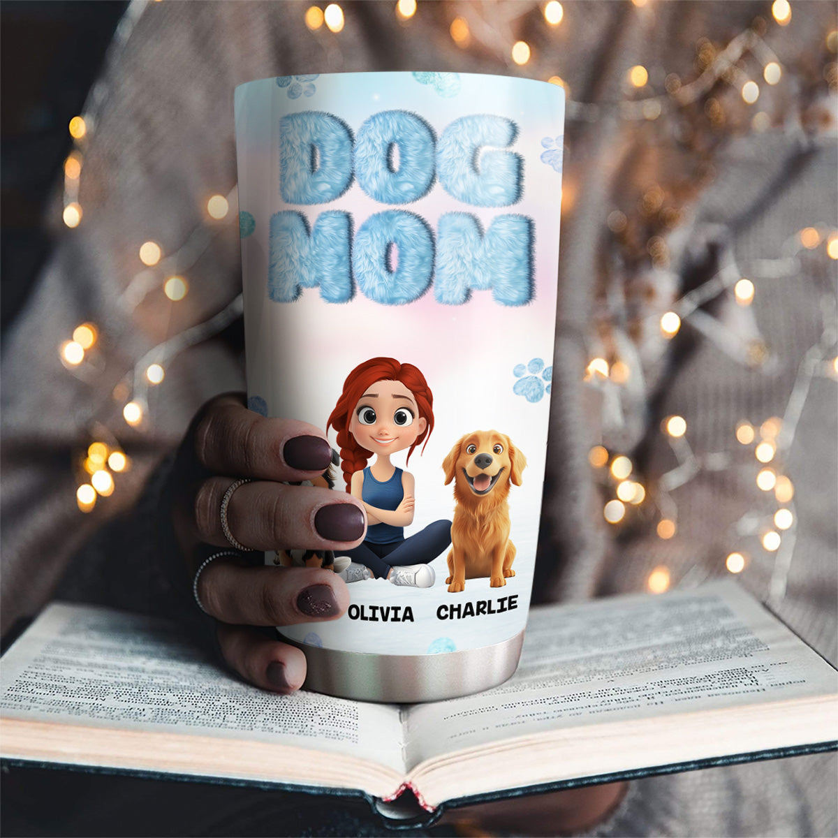 Custom Mother's day Birthday Gifts For Dog Mom, Dog Lovers • Fluffy Dog Mom - Personalized Tumbler
