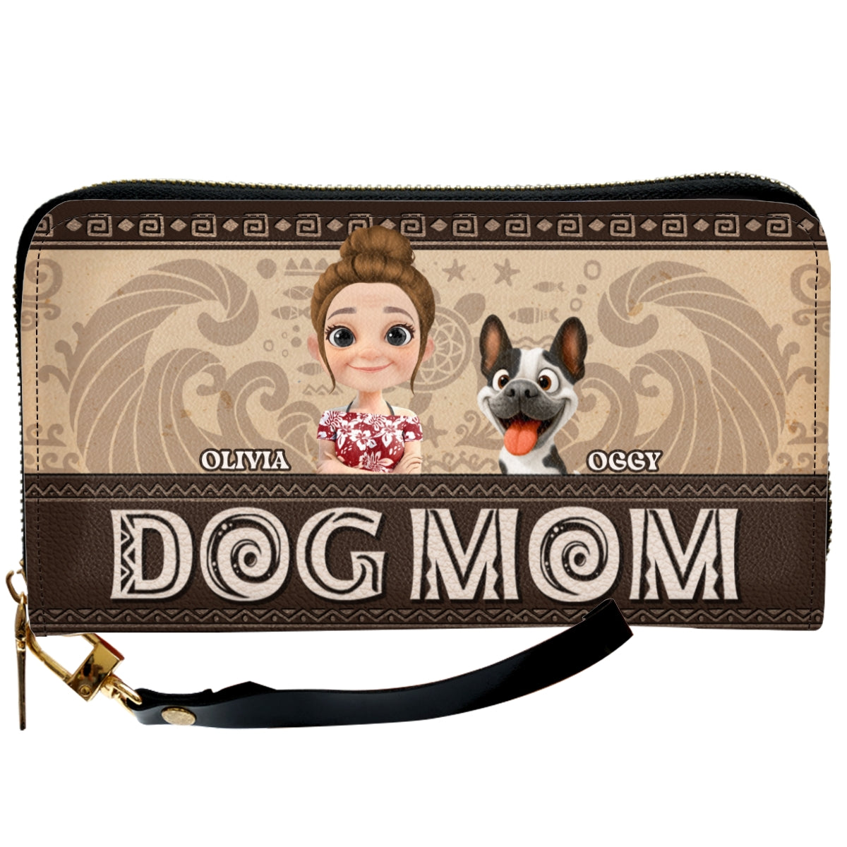 Tropical Dog Mom - Personalized Leather Wallet