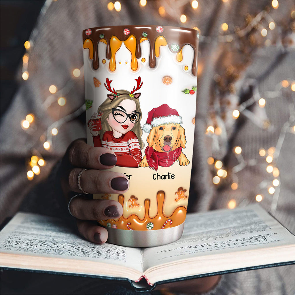 Custom Mother's day Birthday Gifts For Dog Mom, Dog Lovers • Merry Christmas The Snack Dealer - Personalized 3D Inflated Effect Tumbler