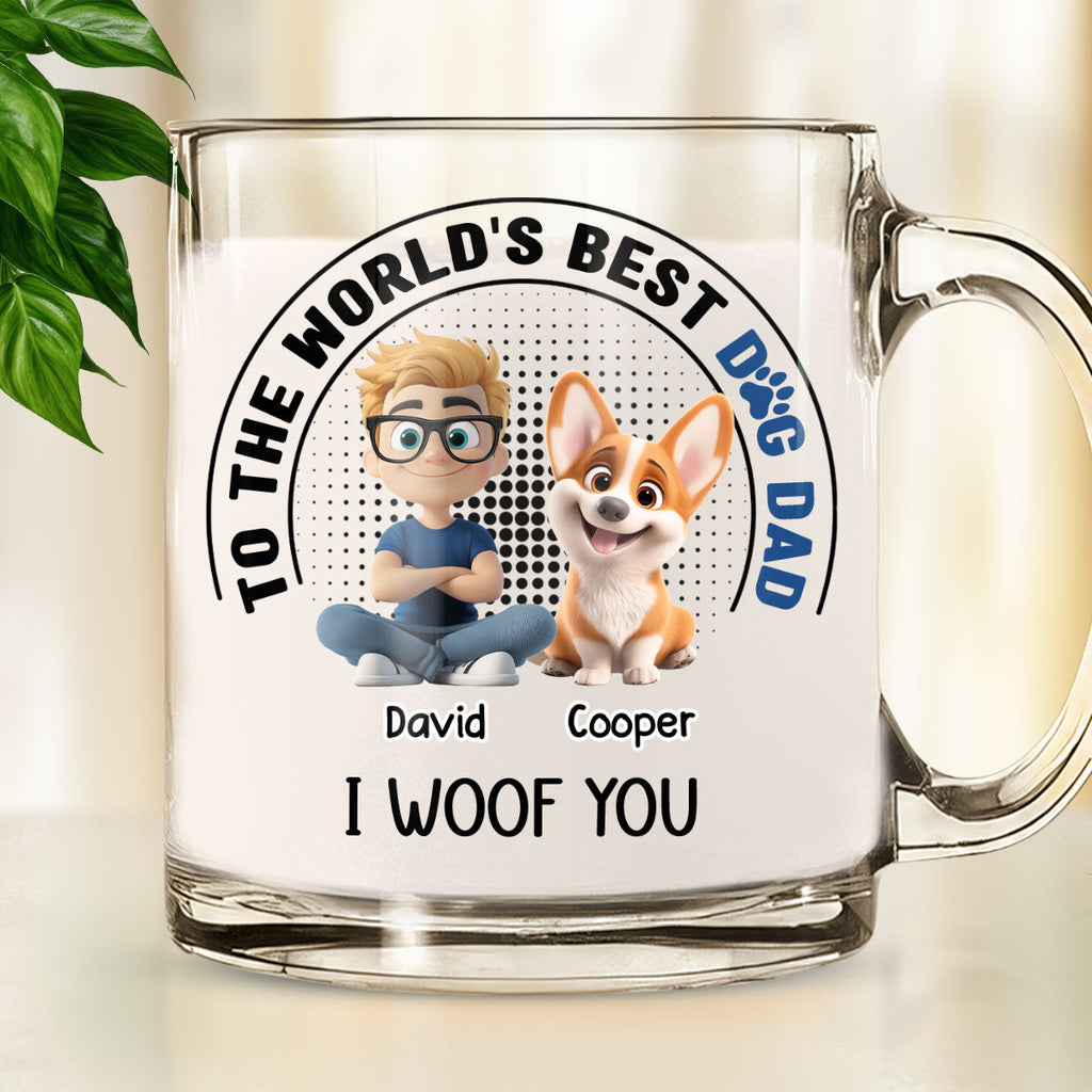 Custom Father's day Birthday Gifts For Dog Dad, Dog Lovers • Dog Dad Lovely Chibi - Personalized Glass Mug