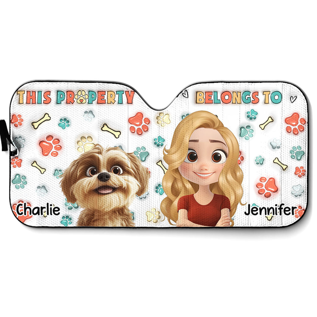 Custom Christmas Birthday Gifts Car Accessories for Dog Parents • Belongs To Us - Personalized 3D Inflated Effect Car Sunshade