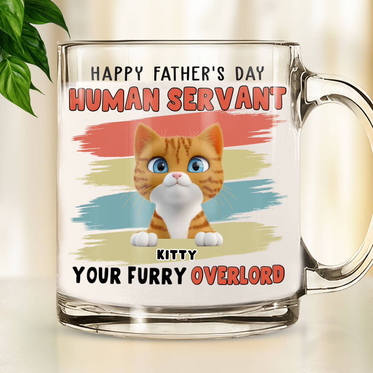 Custom Father's day Birthday Gifts For Cat Dad, Cat Lovers • Your Furry Overlords - Personalized Glass Mug