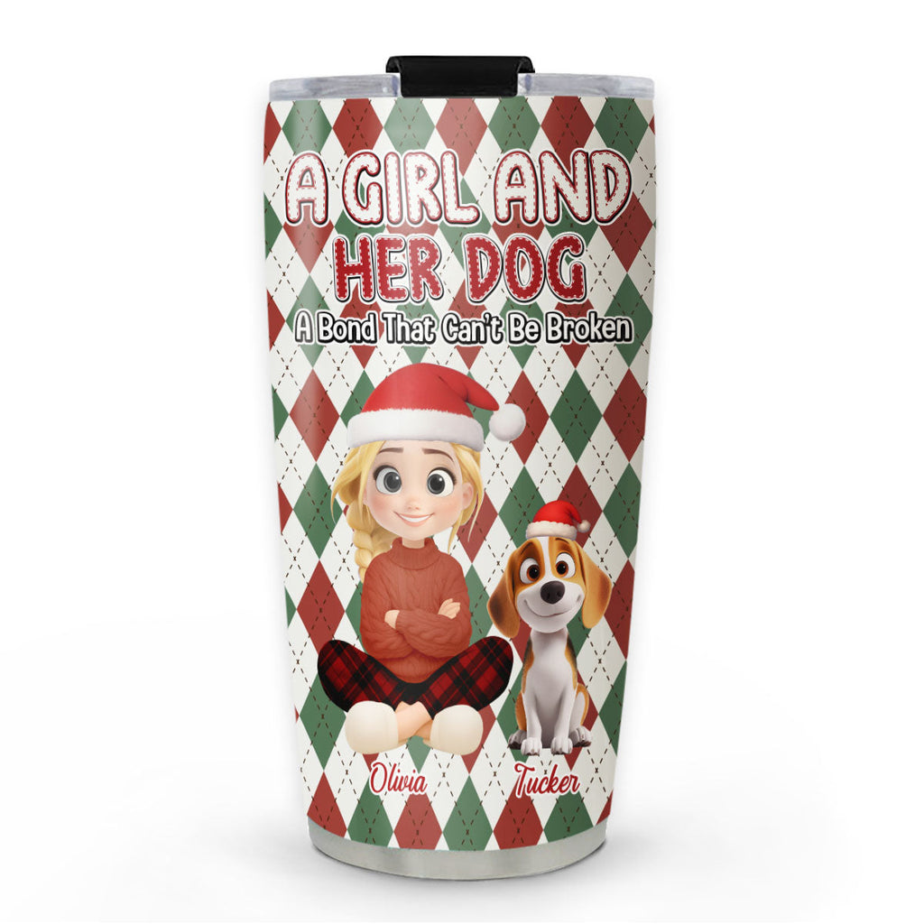 Custom Christmas Birthday Gifts For Dog Mom, Dog Lovers • Girl Loves Dog Square - Personalized Tumbler