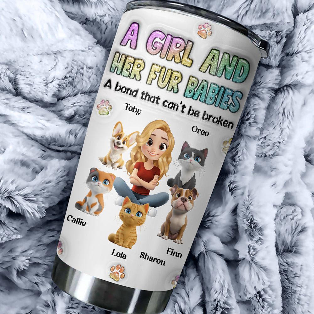 Custom Christmas Birthday Gifts For Pet Mom, Pet Lovers • A Girl And Her Fur Baby - Personalized 3D Inflated Effect Tumbler