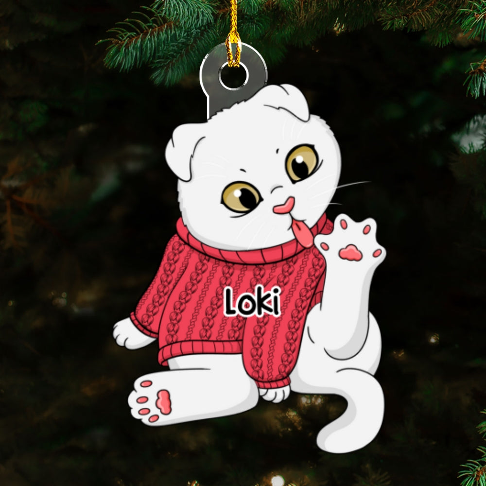 Deck The Halls With Paws And Whiskers - Personalized Acrylic Ornament
