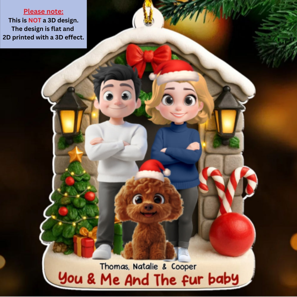 Custom Christmas Decor Home Birthday Gifts For Pet Lovers • Bond Of Fur Love - Personalized 3D Effect Acrylic Ornament