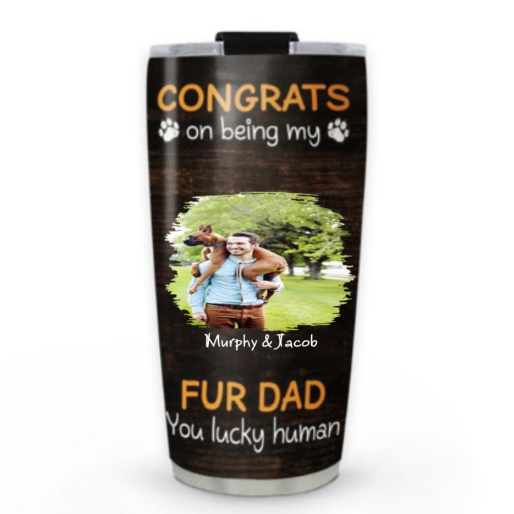 Custom Photo Christmas Birthday Gifts For Pet Dad, Pet Lovers • Congrats On Being Our Dad Cartoon Ver Pet Photo - Personalized Tumbler