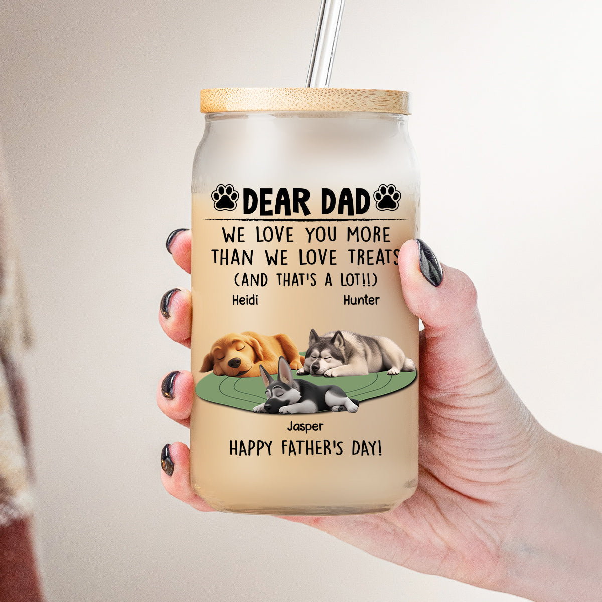 Love You More Than Love Treats - Personalized Glass Can