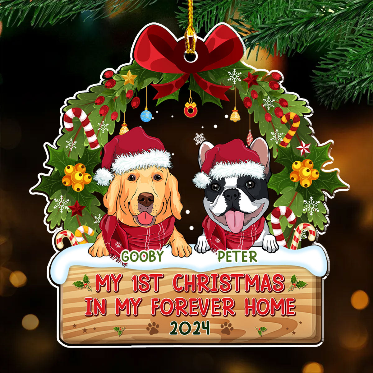 1st Christmas In Forever Home - Personalized Acrylic Ornament