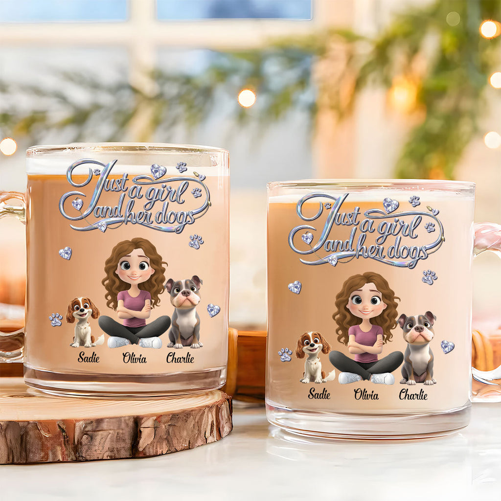 Custom Mother's day Birthday Gifts For Dog Mom, Dog Lovers • Just Being A Girl - Personalized 3D Effect Glass Mug