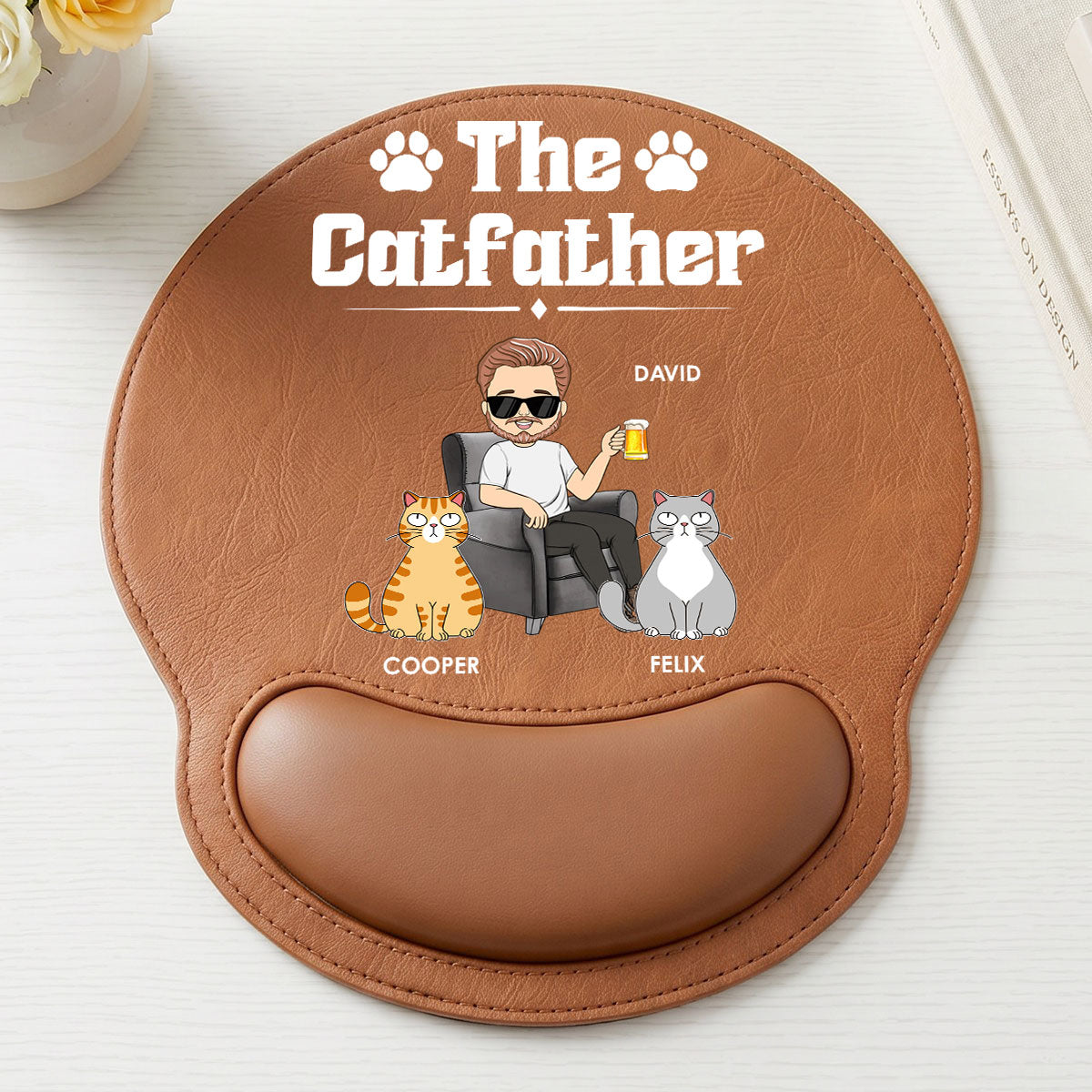 The Catfather - Personalized Leather Mouse Pad