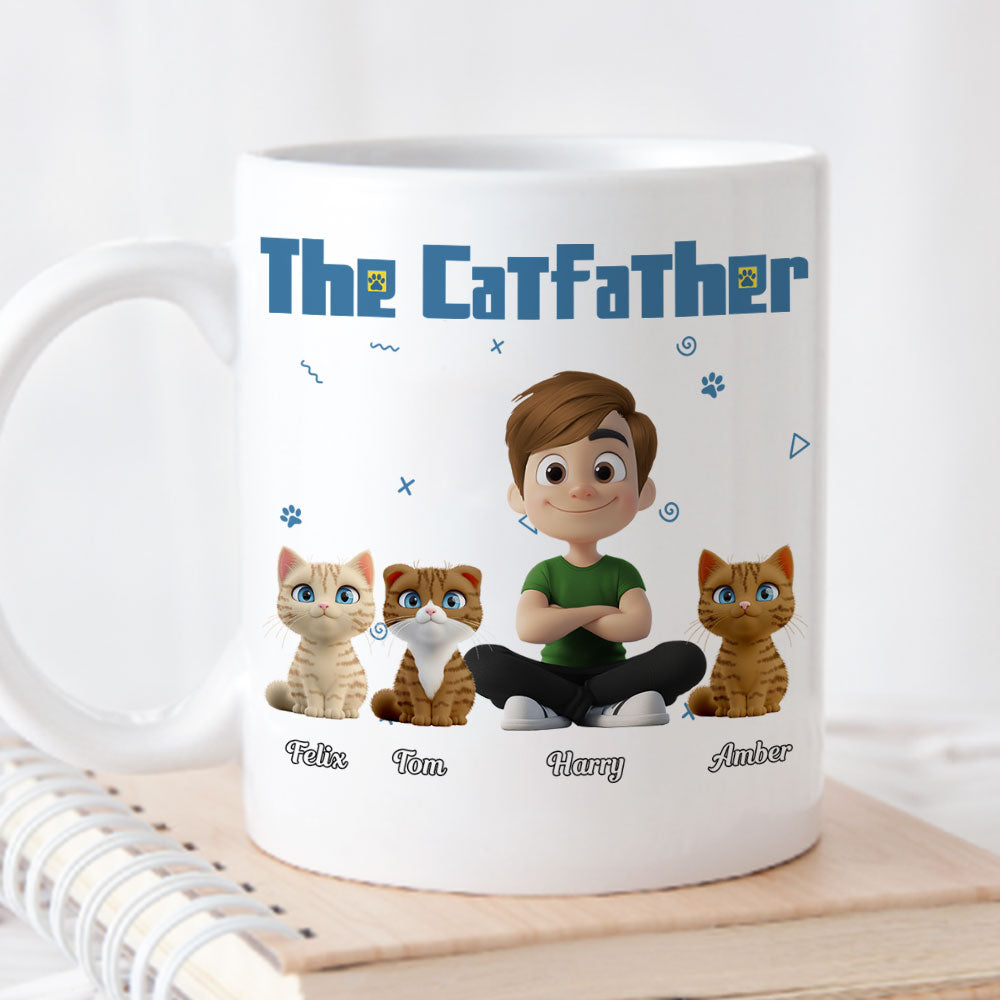 Custom Christmas Birthday Gifts For Cat Dad, Cat Lovers • I Am The Catfather - Personalized Coffee Mug