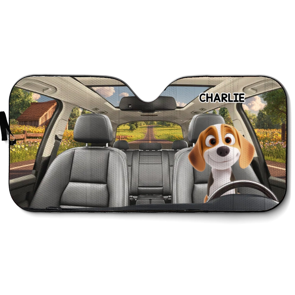 Custom Christmas Birthday Gifts Car Accessories for Pet Parents • Pet Drives Car - Personalized Car Sunshade