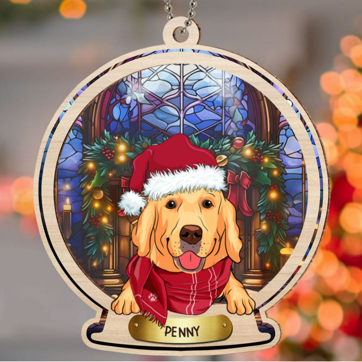 Snow Globe Dog - Personalized Suncatcher Ornament