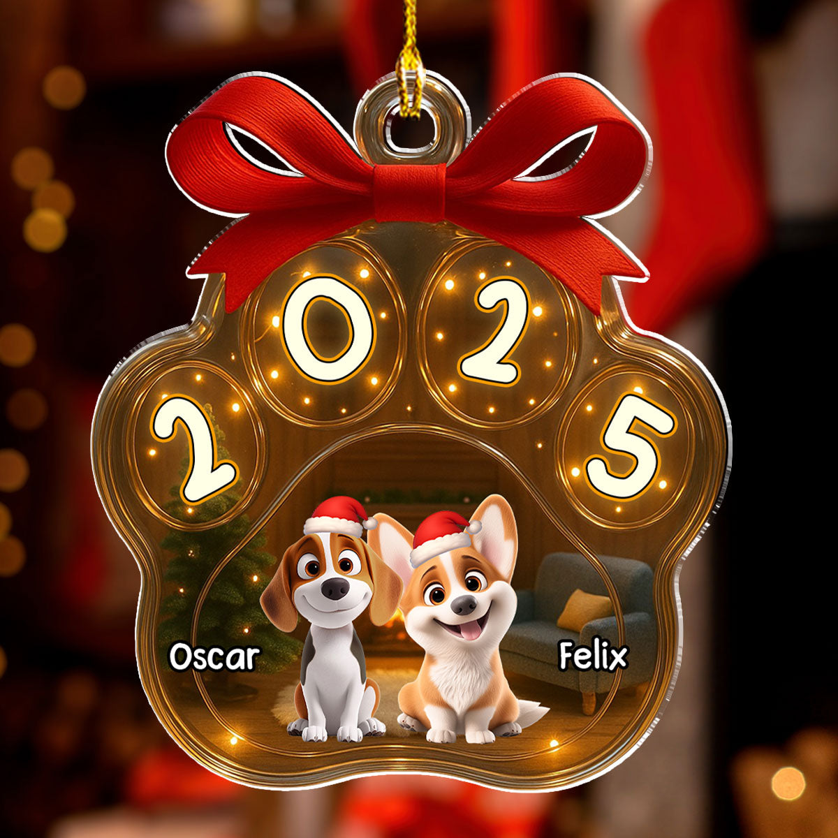 Custom Christmas Decor Home Birthday Gifts For Dog Lovers • Christmas Gift - Personalized 3D Inflated Effect Acrylic Ornament