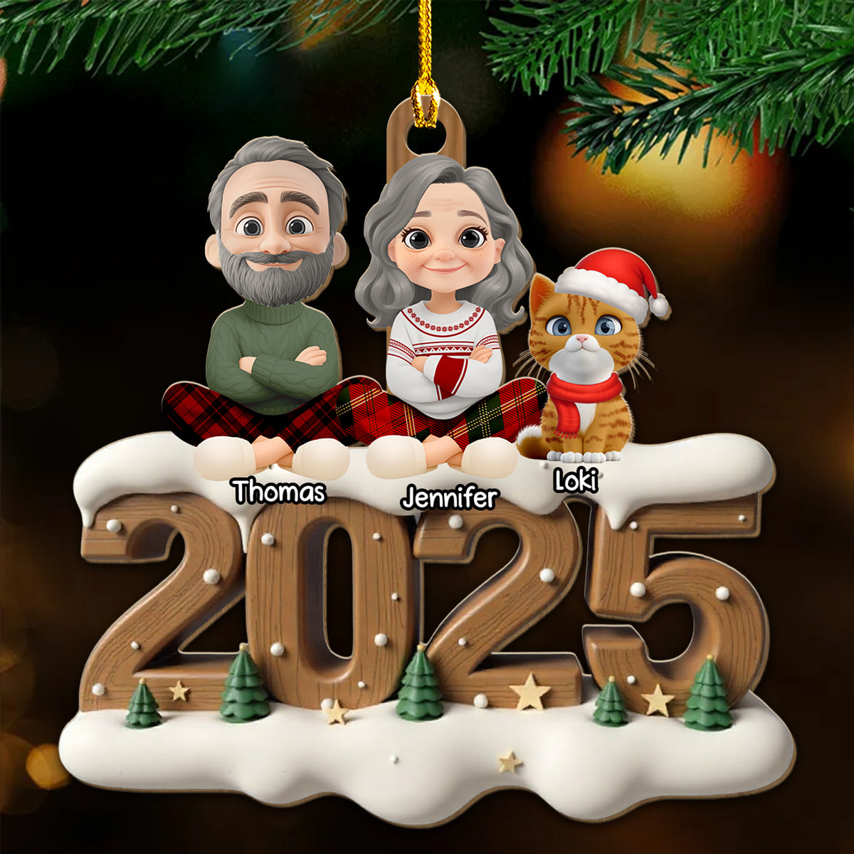Together With Them This Year Onwards - Personalized 3D Effect Wood Ornament