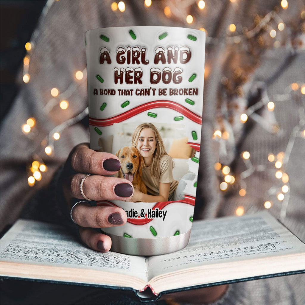 Custom Photo Christmas Birthday Gifts For Dog Mom, Dog Lovers • A Bond Photo - Personalized 3D Inflated Effect Tumbler