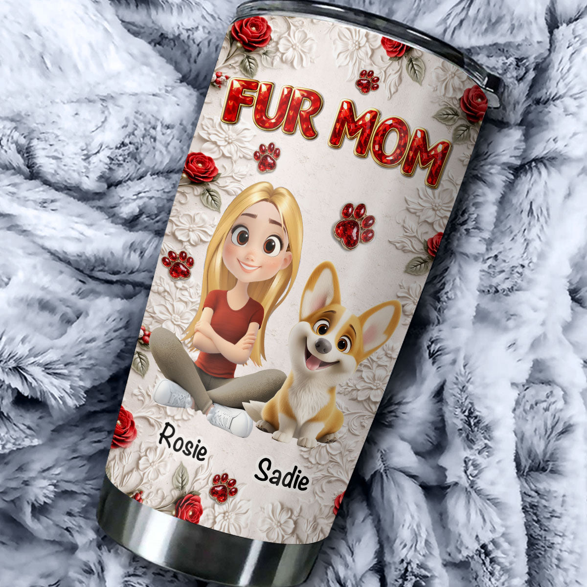 Custom Christmas Birthday Gifts For Cat Lovers • Floral Pet Mom - Personalized 3D Effect Tumbler