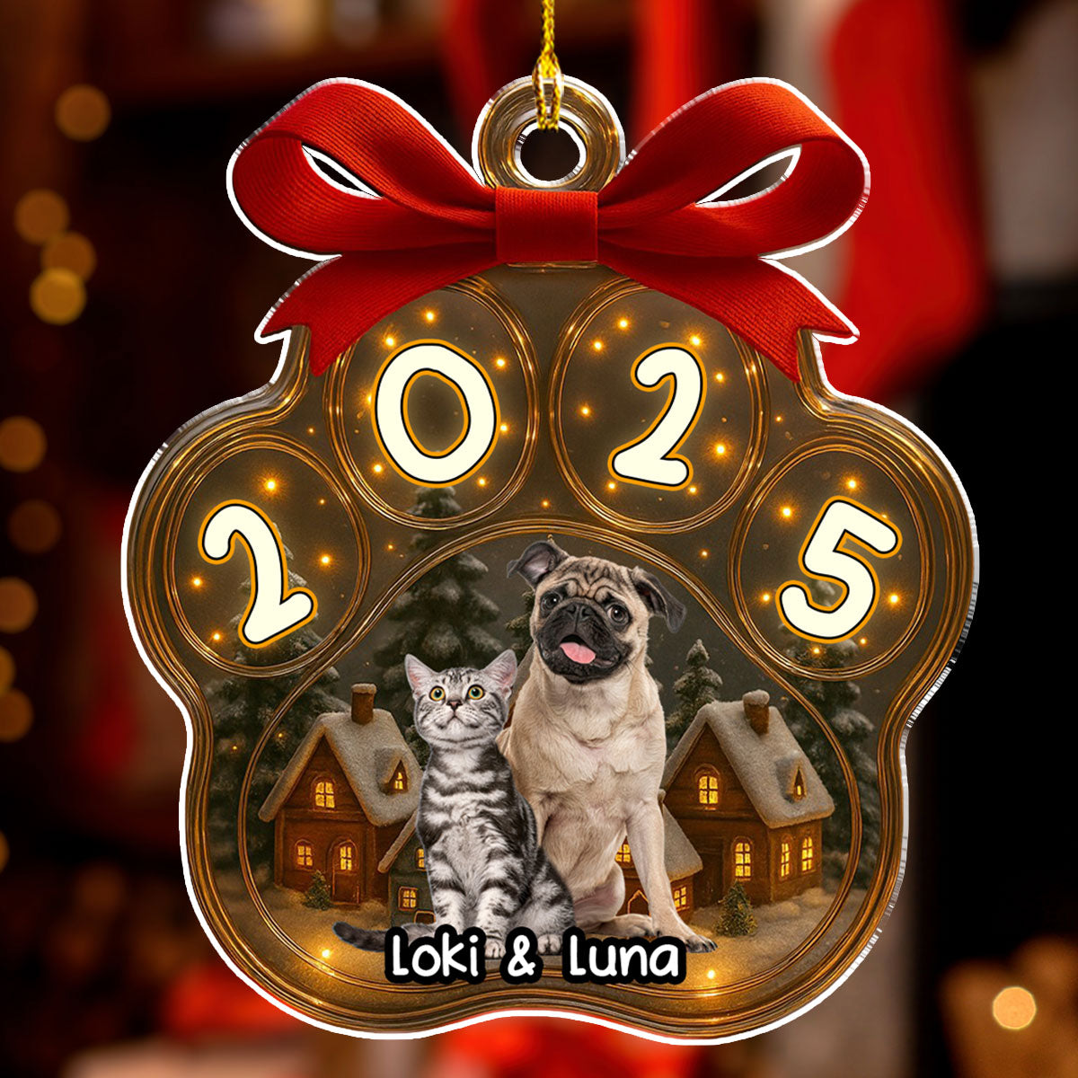Custom Christmas Decor Home Birthday Gifts For Pet Mom, Pet Lovers • Snow All Over Here Photo - Personalized 3D Inflated Effect Acrylic Ornament