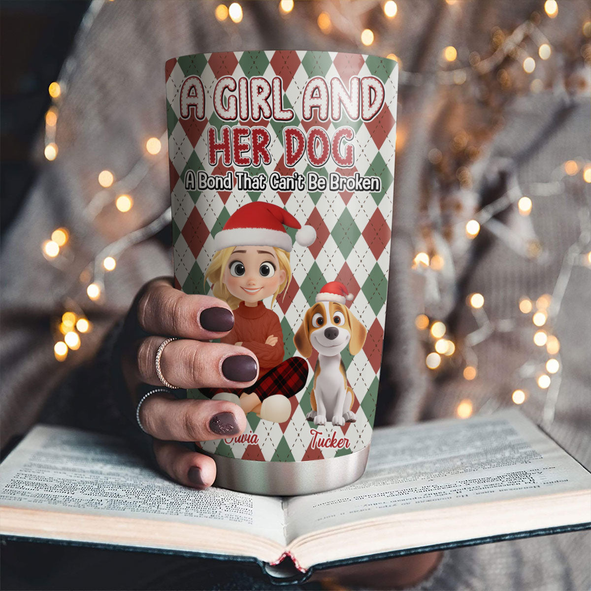 Custom Christmas Birthday Gifts For Dog Mom, Dog Lovers • Girl Loves Dog Square - Personalized Tumbler