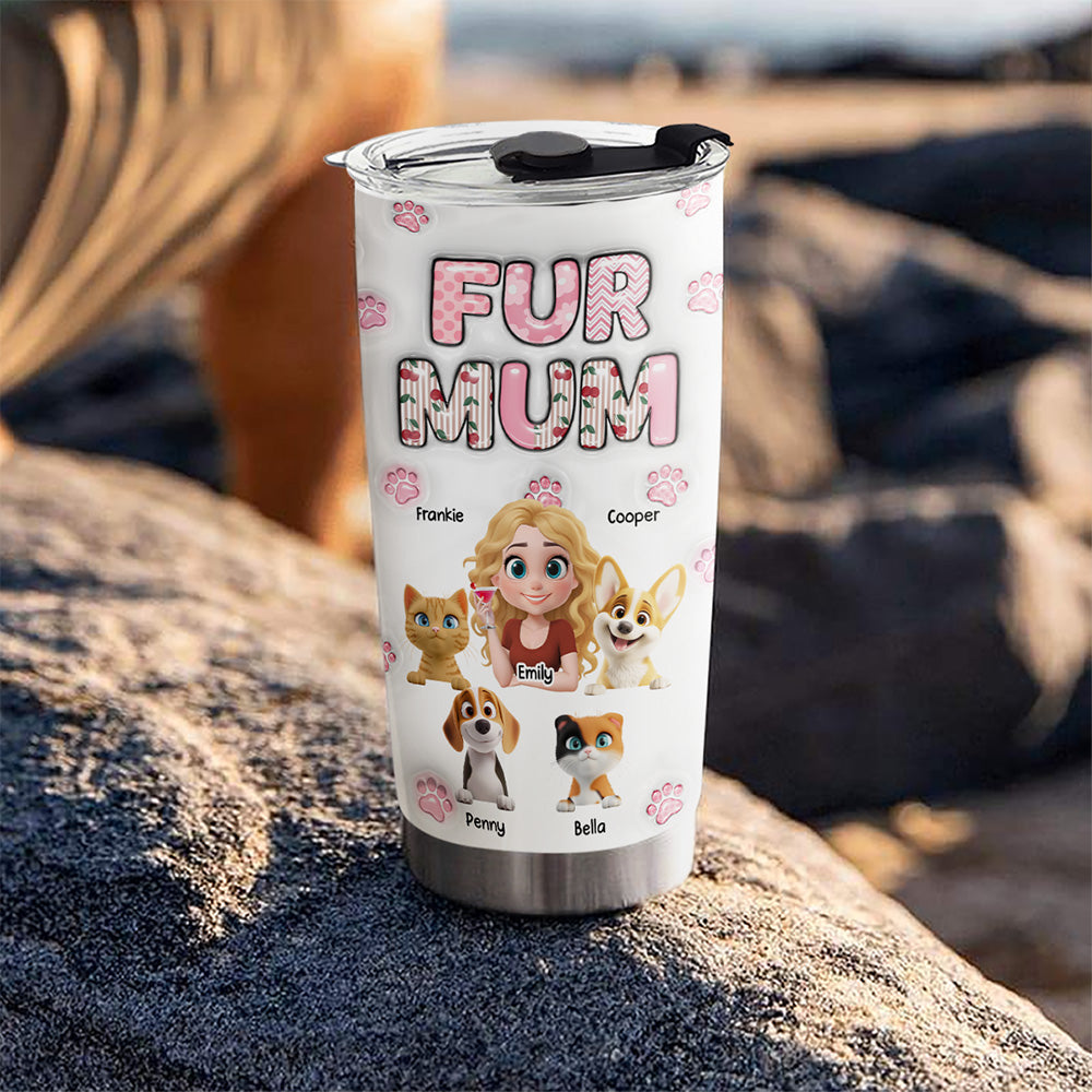 Custom Christmas Birthday Gifts For Pet Mom, Pet Lovers • Cherry On Top Of Us - Personalized 3D Inflated Effect Tumbler