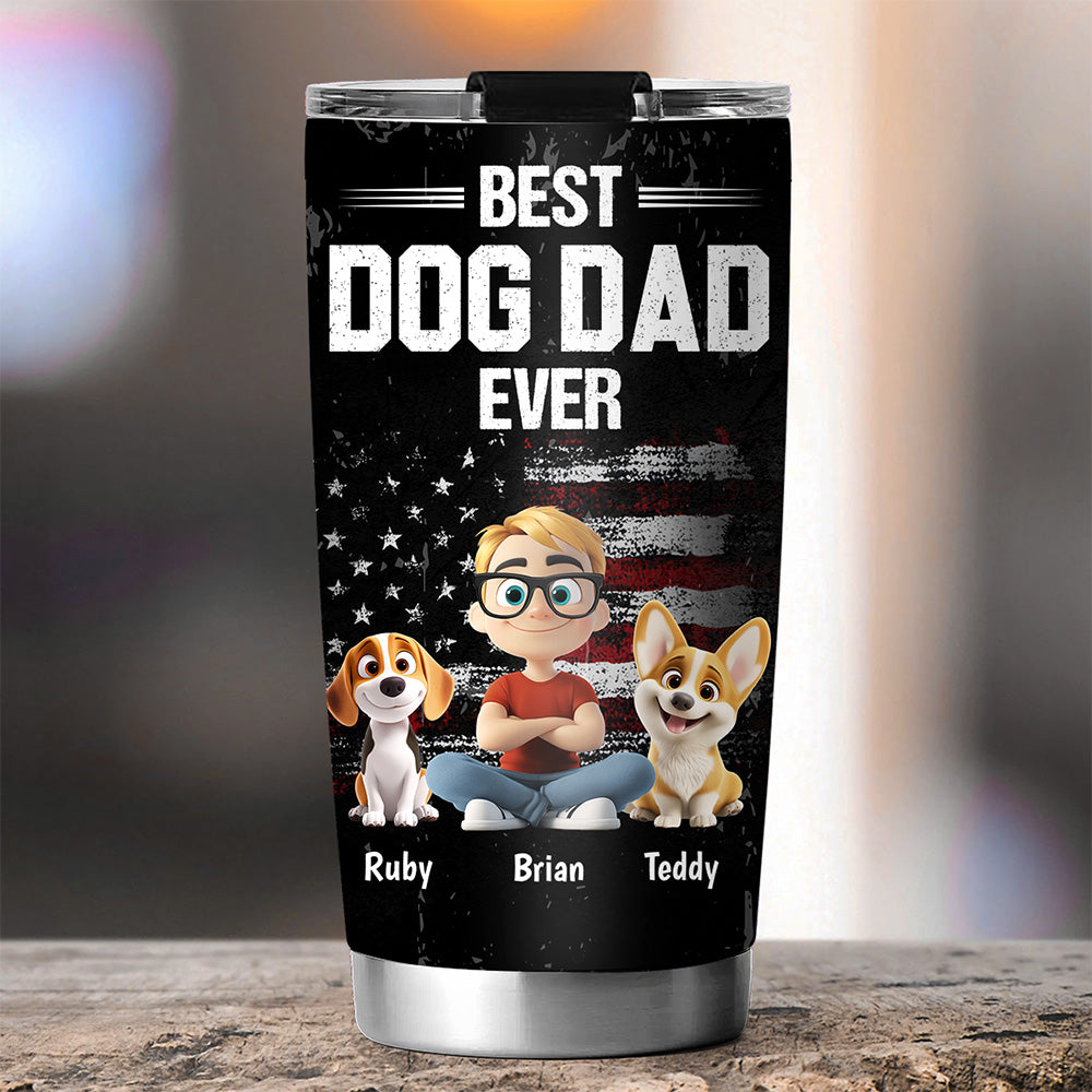 Custom Father's day Birthday Gifts For Dog Dad, Dog Lovers • American Dog Dad - Personalized Tumbler