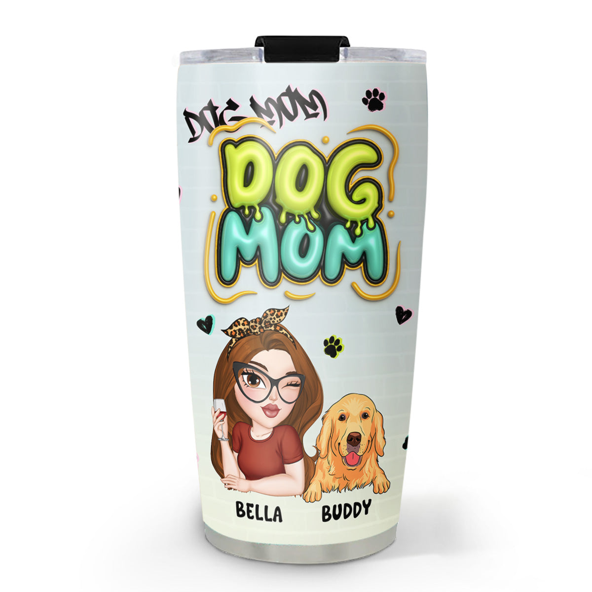 Custom Mother's day Birthday Gifts For Pet Mom, Pet Lovers • Colorful Dog Mom Slay - Personalized 3D Inflated Effect Tumbler