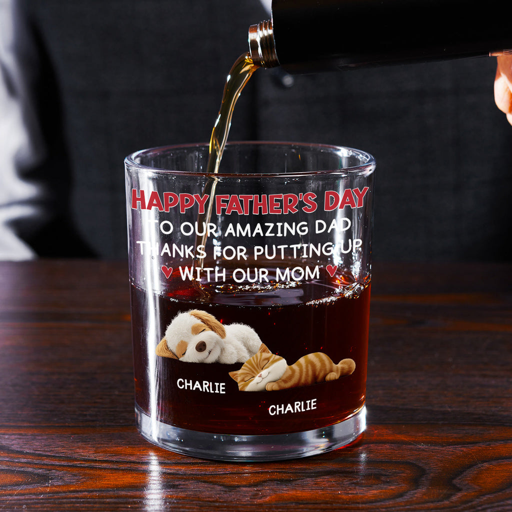 Putting Up With Pet Mom Mum - Personalized Whiskey Glass