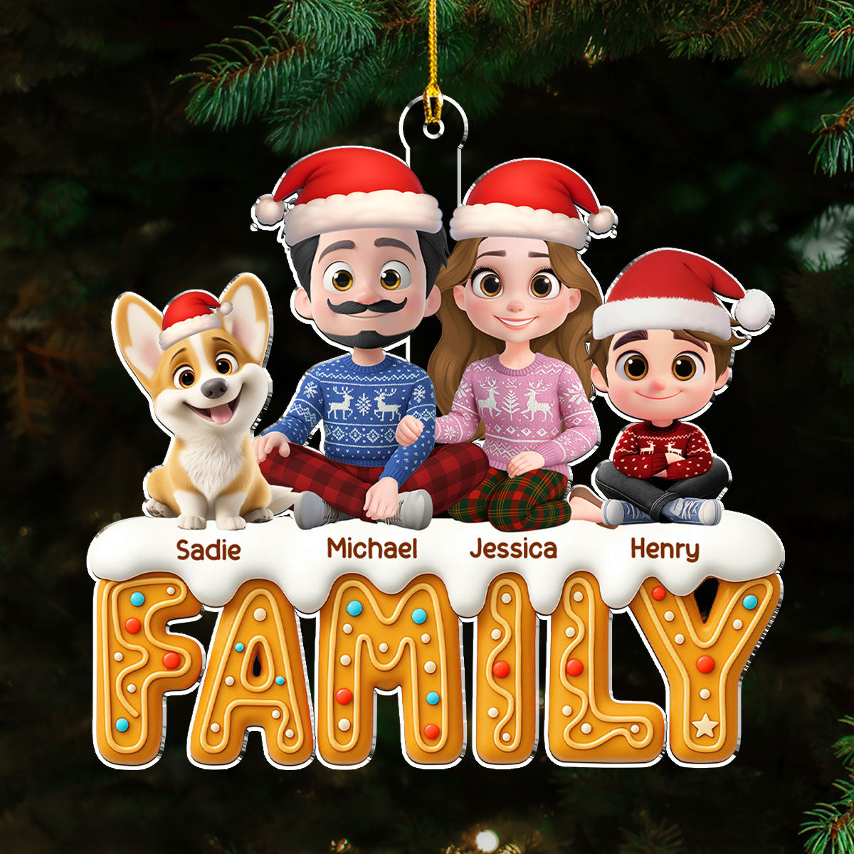 Custom Christmas Decor Home Birthday Gifts For Dog Lovers • Family Of This Year - Personalized Acrylic Ornament